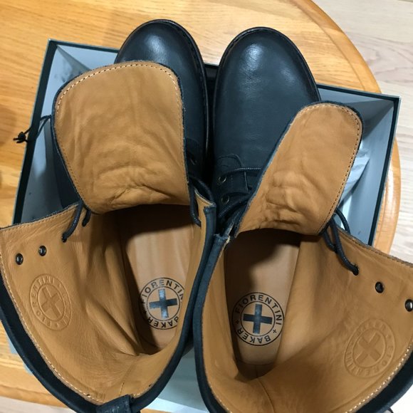 Fiorentini Baker Men Black Distressed Leather Lace Up Boots Italy Size US 9 - Picture 3 of 11